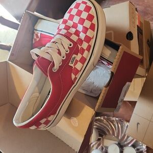 Women's Red & White Checkered Van's Size 8 (Men's 6.5)
